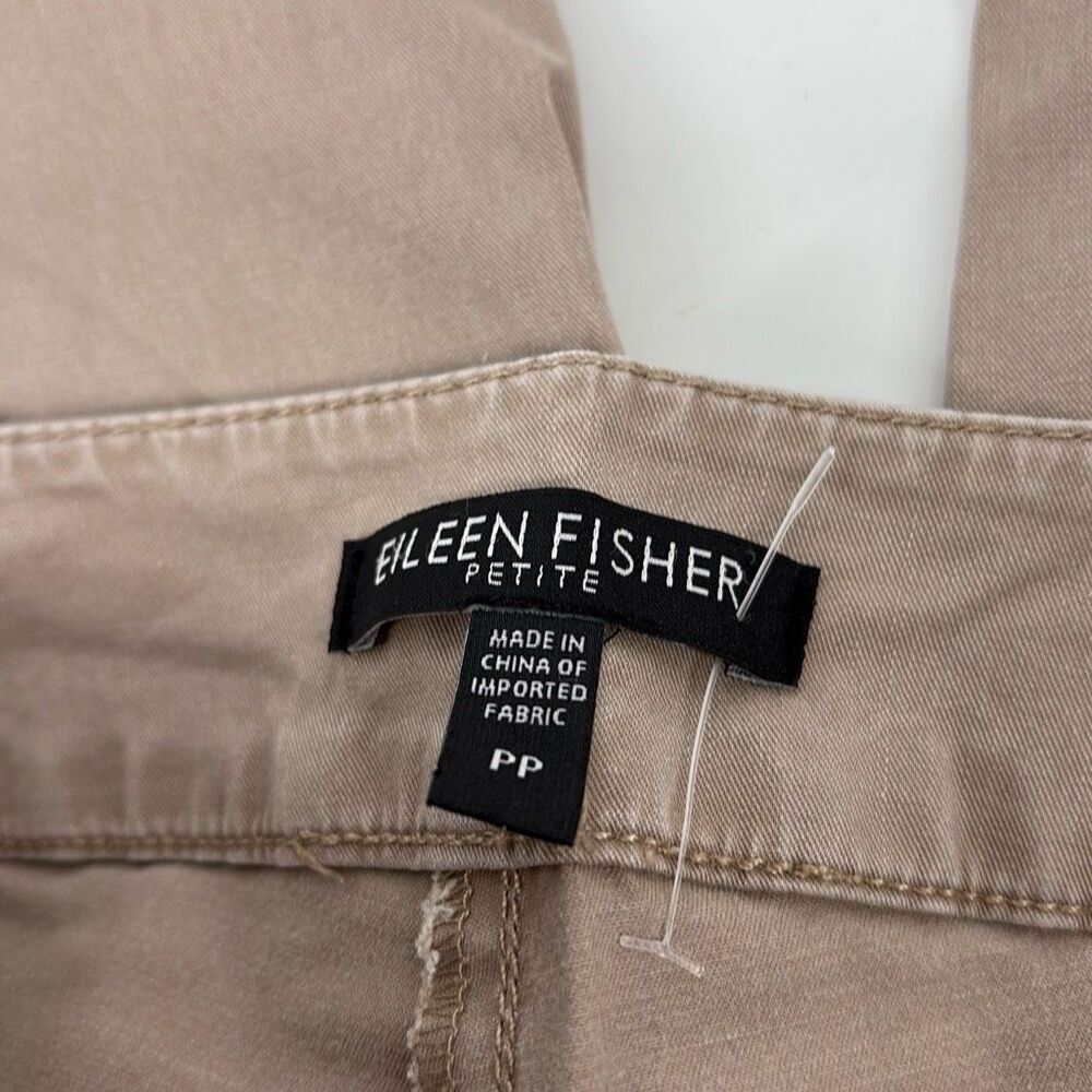 Eileen Fisher Roll-Cuff Cotton Lyocell Blend Cropped Capri Pants Beige Size PP - Picture 11 of 12